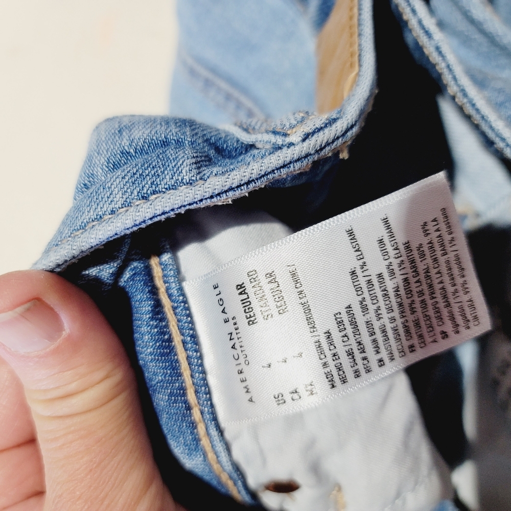 American Eagle Mom Straight Blue Patchwork Jeans,… - image 4